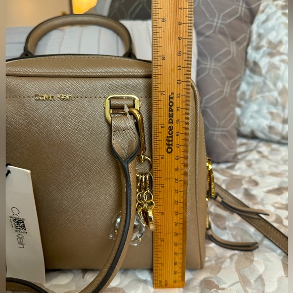 MARYBELLE Satchel by Calvin Klein - Champagne Saffiano (PVC) Leather - NWT - Picture 9 of 11